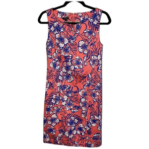 NWT Talbots Womens Size 2 Tropical Floral Sleeveless‎ Sheath Dress Pink Blue